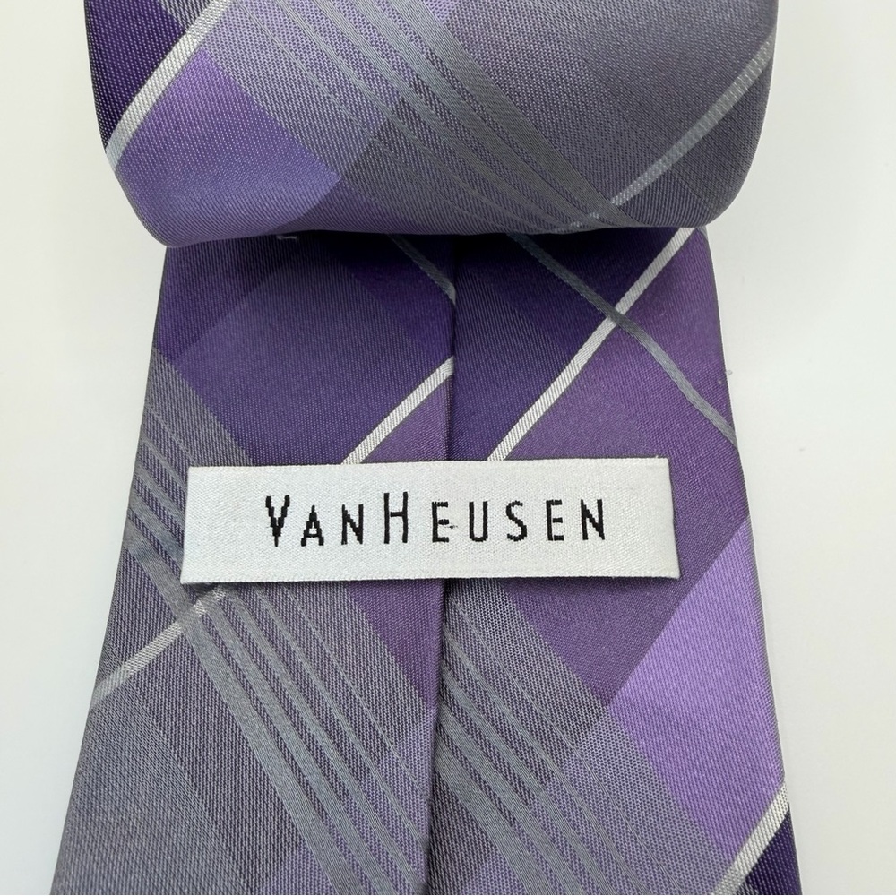 Van Heusen Lavender and Gray Checkered Tie